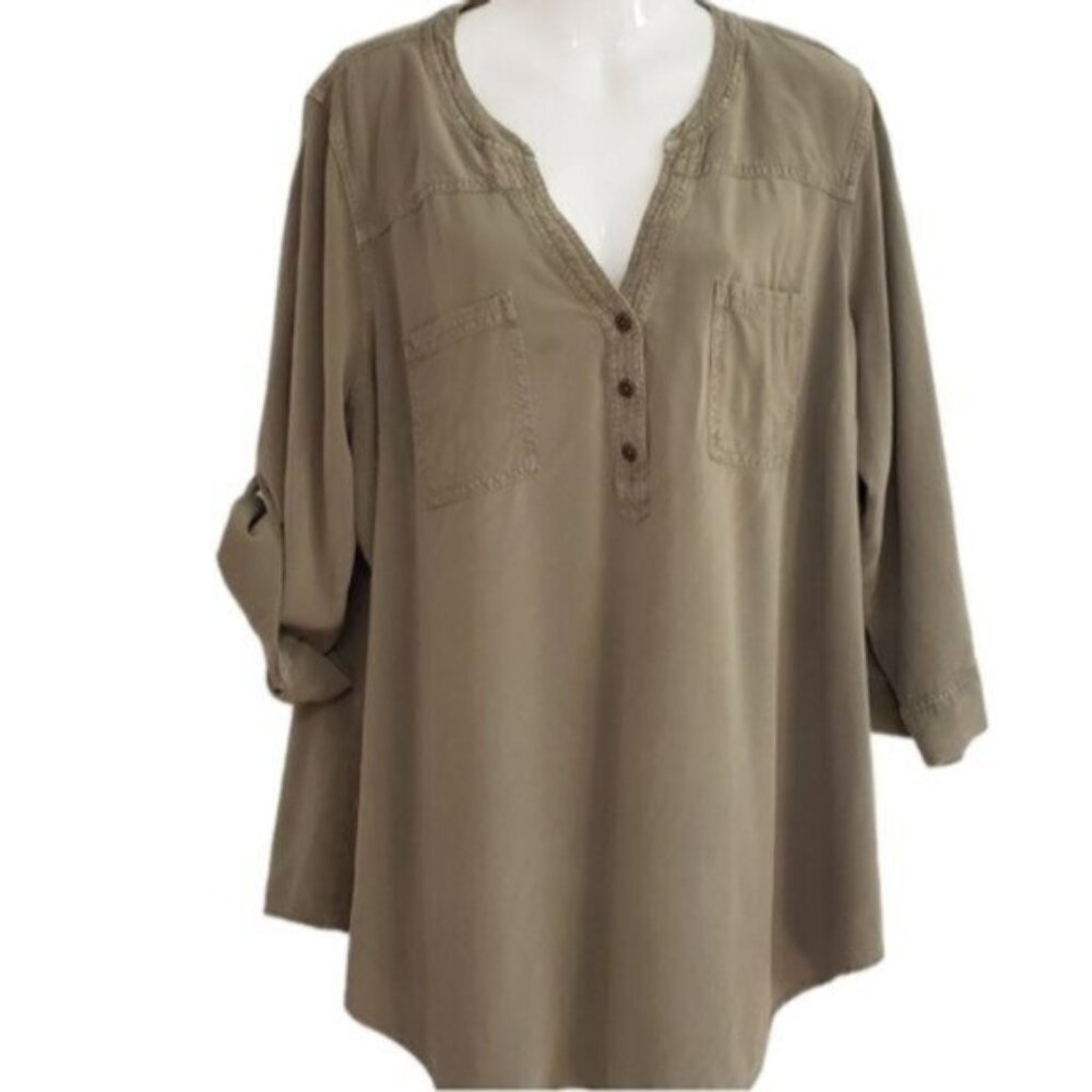 torrid Olive Green Button-Front Utility Tunic